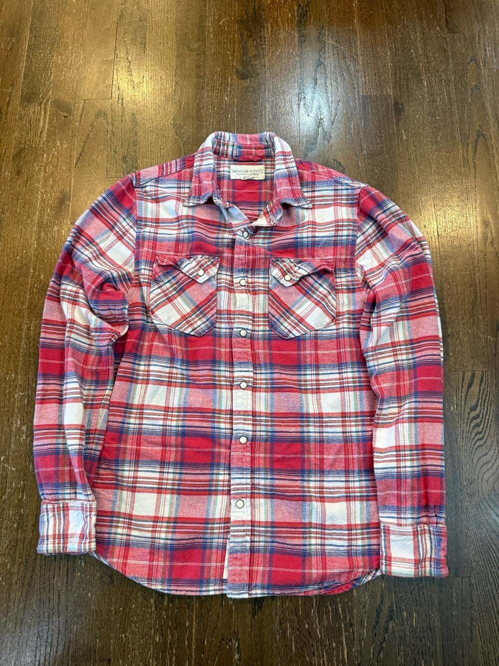 Denim & Supply Ralph Lauren Red and Blue Plaid Long Sleeve Shirt